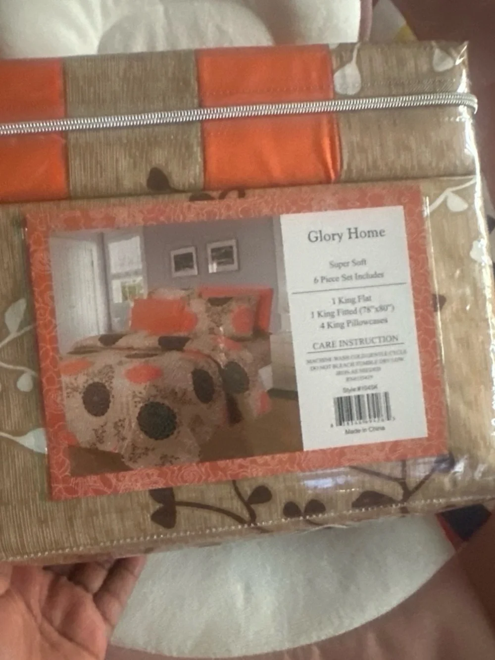 Orange and Brown 6-Piece King Bedding Set